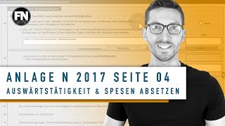 Anlage N 2017 Seite 4 ausfüllen  Auswärtstätigkeit und Spesen absetzen  Steuererklärung Elster [upl. by Annaehr452]