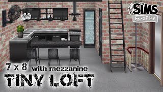 Sims Freeplay  Tiny Loft with Mezzanine 7x8  LShaped Room  Stop Motion Build [upl. by Yemerej874]