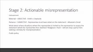 Misrepresentation  Stage 23  Contract Law [upl. by Itoc]