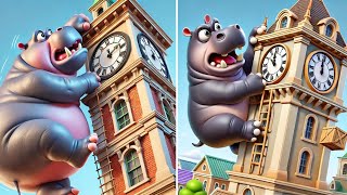 Hickory Dickory Dock With Hippo 🕰️🦛 Animals Song For Kids  Kids Songs amp Nursery Rhymes [upl. by Cinelli]