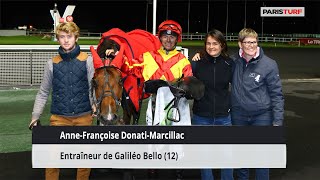 Anne Françoise Donati Marcillac entraîneur de Galiléo Bello 0804 à ParisVincennes [upl. by Naesar142]