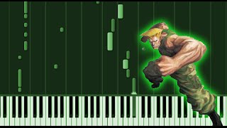 Guile Theme  Street Fighter Piano Tutorial  Synthesia [upl. by Macmahon]