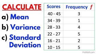 Find the Mean Variance amp Standard Deviation of Frequency Grouped Data Table StepbyStep Tutorial [upl. by Andert]