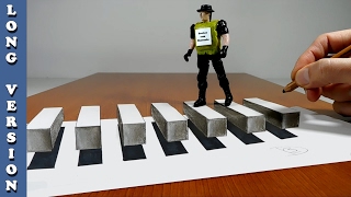 Try to do 3D floating crosswalk for peasants Trick Art on Paper Long Version [upl. by Dray]