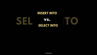 SQL INSERT INTO Vs SELECT INTO ✍️ [upl. by Nie]