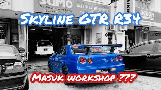 Kereta Rejab buat apa dekat workshop  Skyline GTR R34 [upl. by Oirazan]