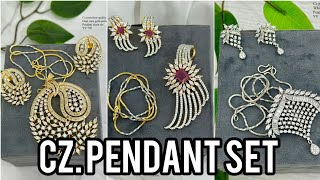 DESIGNER CZ PENDANT SET CZ PENDANT SETS COLLECTIONHAMIJEWELSampCLUTCH [upl. by Penelope107]