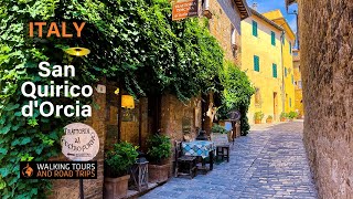 San Quirico dOrcia 🇮🇹 Beautiful Italian Village Walking Tour 🌞 Val dOrcia Tuscany Italy 🍷 4k [upl. by Adnorahs793]