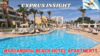 MyroAndrou Beach Hotel Apart Pernera Cyprus Full Tour Including Room [upl. by Bayer]