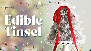 Edible Tinsel Cake  Wafer Paper Cake Designs  Tulle Crinoline [upl. by Eelyak583]