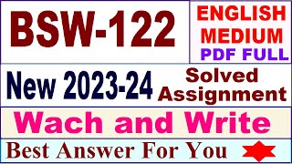 BSW 122 solved assignment 202324 in English  bsw 122 solved assignment 2024  ignou bsw 122 2024 [upl. by Enaerb]