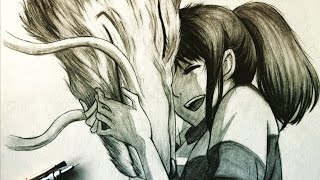 How To Draw Chihiro And Haku From Spirited Away  Step By Step  Tutorial anime spiritedaway [upl. by Navert]