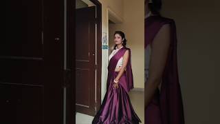 Easy lehenga style saree draping tutorial ❤️ 😊easy saree festival shorts viralshort trending [upl. by Nywg]