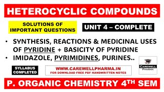 Unit 4 Complete  Heterocyclic compounds  Pyridine Pyrimidine Imidazole Purine  poc 3 4th semester [upl. by Narat]