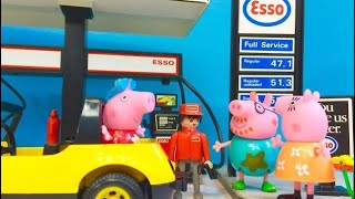 PEPPA PIG Toys Esso GAS STATION Playmobil Set Rare Vintage Opening Unboxing [upl. by Chuah]