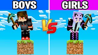 Girls vs Boys on One Minecraft Block [upl. by Sialac]