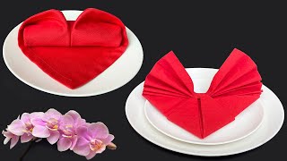 2 Ways to Fold a Napkin Heart [upl. by Fonseca158]