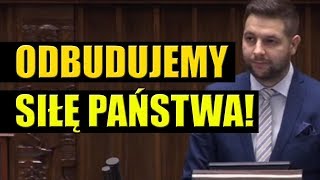 Patryk Jaki w Sejmie quotMy jesteśmy po to aby siłę Państwa odbudowaćquot [upl. by Berkley]