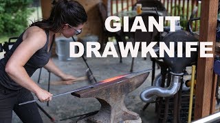 Forging a Giant Drawknife for April Wilkerson [upl. by Strohben]