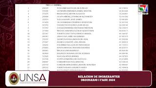 Arequipa Relación de ingresantes a la UNSA Ordinario I FASE 2024 [upl. by Asilef117]