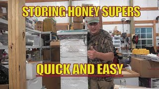 Storing Honey Supers Over Winter  A Fast and Easy Way beekeeping [upl. by Caro466]