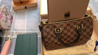 LOUIS VUITTON SPEEDY B 25 damier ébène What fits iPad  iPad Mini [upl. by Greerson]