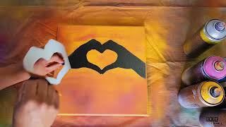 Couples Sunset heart hands silhouette  spray paint art [upl. by Oniuqa782]