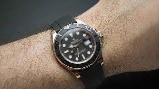 Rolex Yachtmaster Everose Ceramic Oysterflex 40 mm 116655 Watch Overview HD  BRANDNEWBAZAR [upl. by Haridan]