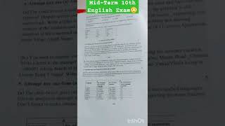 Class10th MidTerm English Exam 2024😳😳🔥🔥shorts ytshorts akankshaonlineclasses [upl. by Kcirddes424]