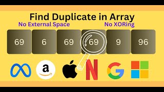 Find Duplicate in Array  No extra space used [upl. by Virgilia]