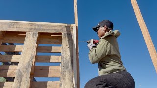 DEVELOPING OUR 10 ACRE DESERT HOMESTEAD ON A BUDGET DIY PALLET FENCE [upl. by Market]