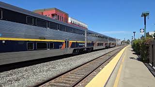 Amtrak San Joaquin 714 at Emeryville Station with horn show from CDTX 6961 Cab Car amtrak [upl. by Aneelas]