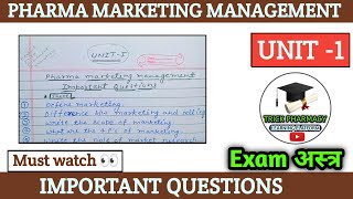 Pharma marketing management  important questions  unit 1st [upl. by Jarvis]