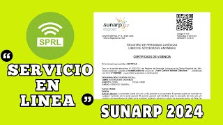 CÓMO SOLICITAR EL CERTIFICADO DE VIGENCIA DE PODER MEDIANTE SPRL SUNARP EN LÍNEA 2024 [upl. by Middlesworth]