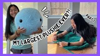 Making My LARGEST Plushie Ever 🧶🐢 Crochet With Me Can I Make It As Big As A King Size Bed PT 1 [upl. by Everett]