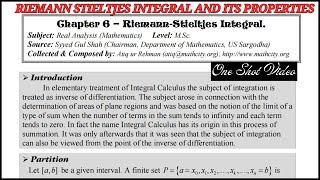 Riemann Stieltjes Integral and its properties in one shot video  Mathcity Notes [upl. by Dorr]