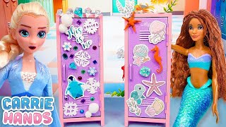 Disney Princesses Elsa amp Ariel DIY Custom Back to School Locker Decoration  Fun Videos For Kids [upl. by Nallak]