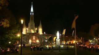 Mariale Procession aux flambeaux at the Sanctuaire de Lourdes  20 October 2024 [upl. by Saidel]