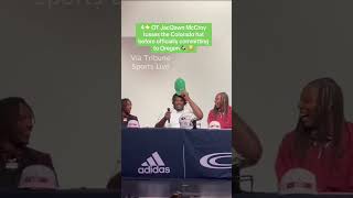 4⭐️ OT JacQawn McCroy tosses the Colorado hat and officially commits to Oregon 🦆 🏈 shorts [upl. by Anatollo999]