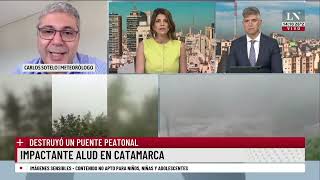 Impactante alud en Catamarca destruyó un puente peatonal [upl. by Brana]