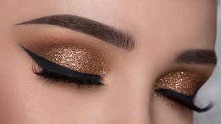 EASY Copper Glitter Smokey Eye Makeup Tutorial [upl. by Ydnil]