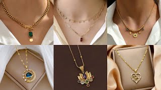 Latest Gold Pendant Designs 2024  Locket Set Designs For Girls  Light Weight Gold Pendant [upl. by Zonnya]