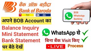 WhatsApp से अपने बैंक ऑफ बड़ौदा Account का बेलेंस मिनी स्टेटमेंट और बैंक स्टेटमेंट देखें [upl. by Yert]