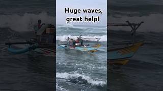 Fishing boat arrived with the help of the waves sea sailing safety [upl. by Aehsat]