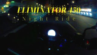 4K Kawasaki Eliminator 450 Night Ride Pure Sound  RAW [upl. by Einnus]