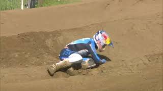 Crash Kay de Wolf while leading MX2 Race 2  MXGP of Flanders 2024 [upl. by Daraj384]