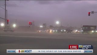 Dust storm blows through Kern County [upl. by Annoynek]