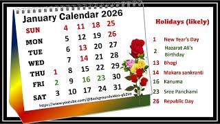 January Calendar 2026 januarycalender2026 [upl. by Anillek]