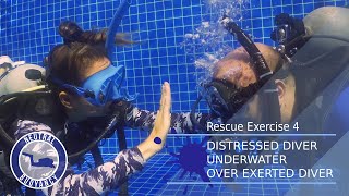 PADI Rescue Diver Course Skill How to Rescue a Distressed Scuba Diver Over Exerted Diver [upl. by Ylenaj]