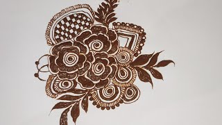 Bold Flower Bunches Henna Design  Henna Design Tutorial By Alhenna [upl. by Dnalyar]